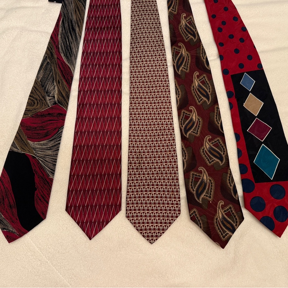 Group of red mens ties